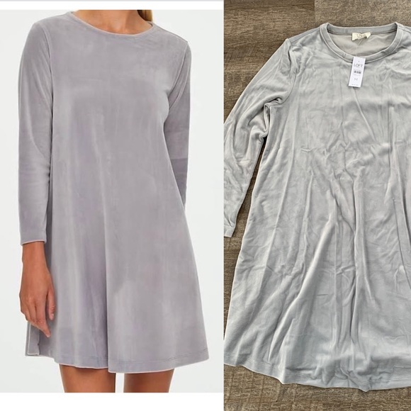 LOFT Dresses & Skirts - LOFT Lounge Grey Velour Swing Dress